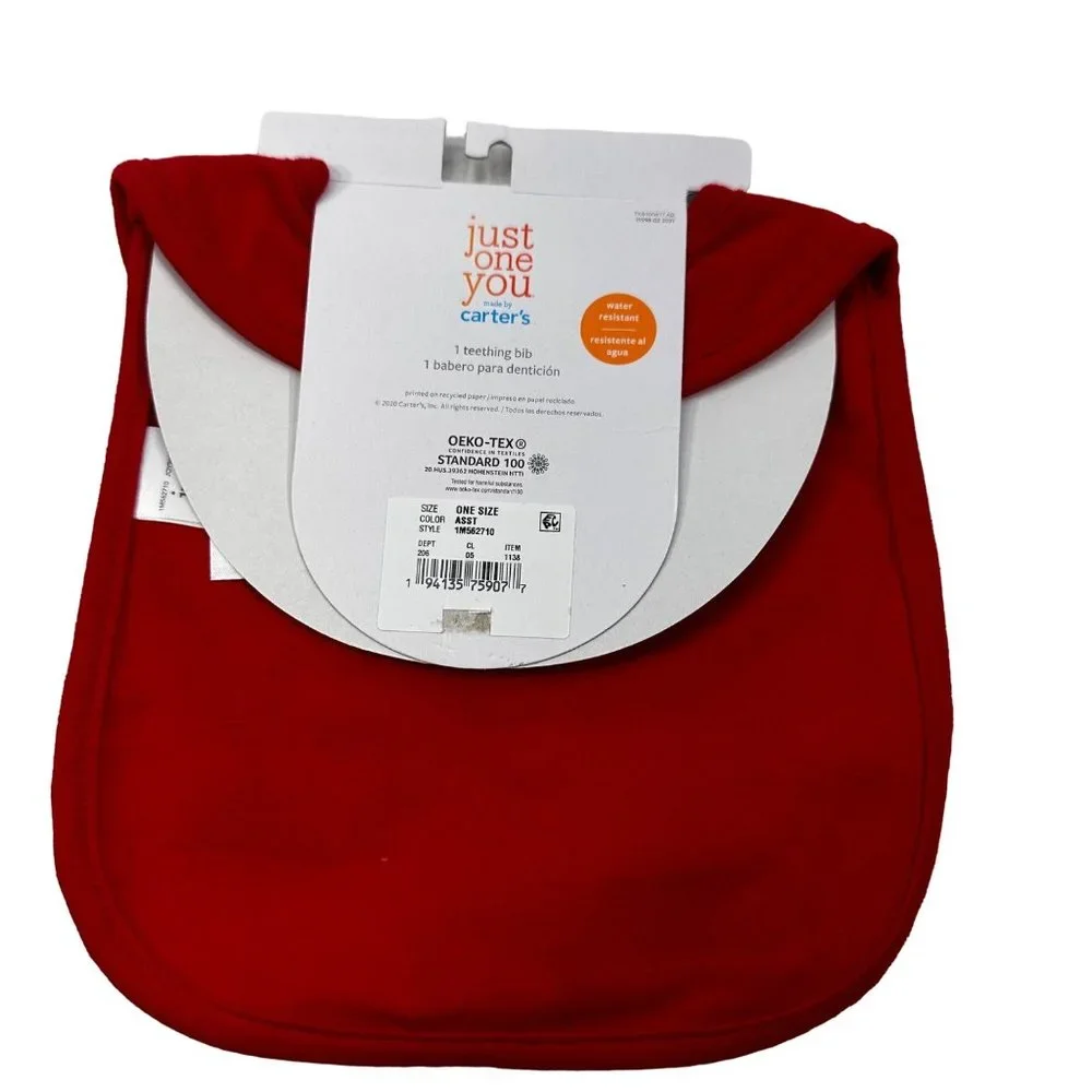 Carter's Just One You Baby Teething Bib My First Visit From Santa Red New